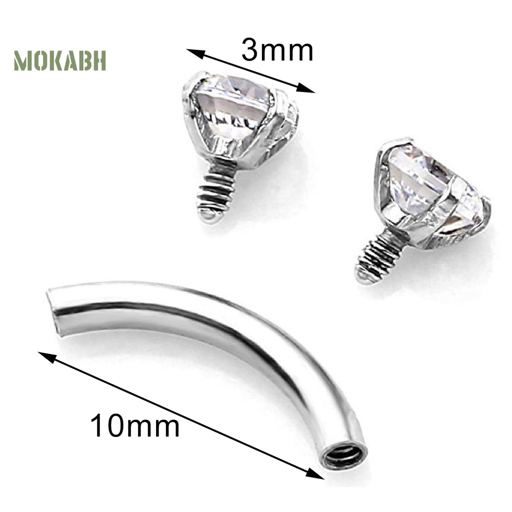 [Mok Abh] Khuyên Xỏ Lông Mày Đính Đá Zircon Bằng Thép Không Gỉ Chống Mài Mòn Cho Nữ