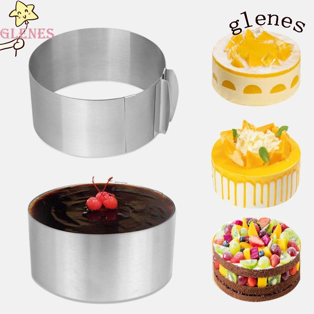 GLENES Khuôn Làm Bánh Hình Tròn Chất Liệu Thép Không Gỉ Kích Thước 16-30cm