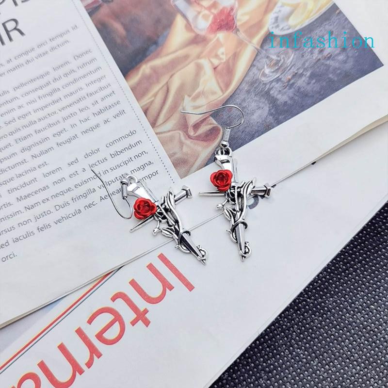 Bông Tai Hình Chữ Thập Phong Cách Gothic Thời Trang Cho Nữ