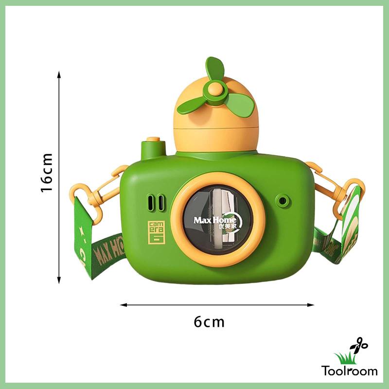 Bình Nước Hình Máy Ảnh Dung Tích 550ml Có Ống Hút Và Dây Đeo Cho Bé