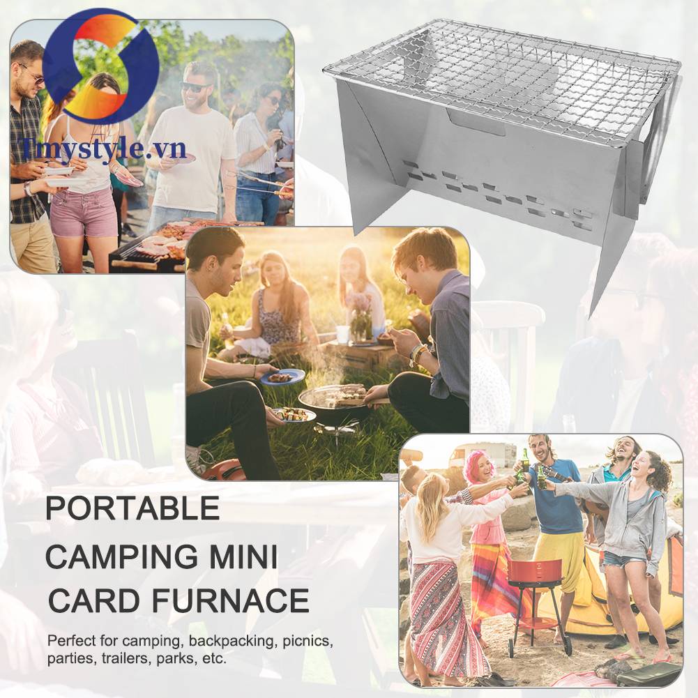 Lò Nướng BBQ Mini Bằng Thép Không Gỉ Tiện Lợi Khi Đi Cắm Trại