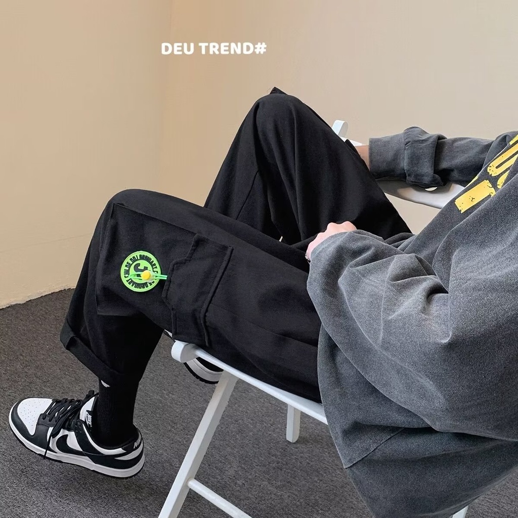 Quần Dài Ống Rộng Nhiều Túi Phong Cách Nhật Bản Dành Cho Nam