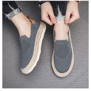  Giày slipon lười nam vải dệt kim bo viền cói thoáng khí đế cao su êm mềm - Mã SP 8930 