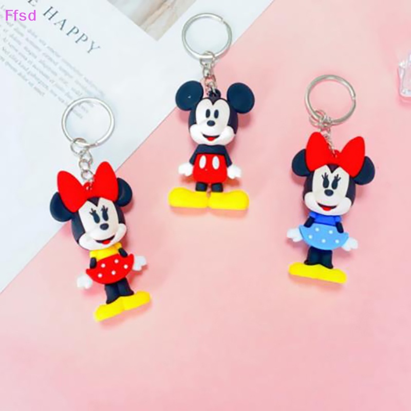 1 Móc Khóa Hình Chuột Mickey / Minnie / Gấu Pooh / Chuột Mickey Bằng Silicon Dễ Thương Cho Cặp Đôi