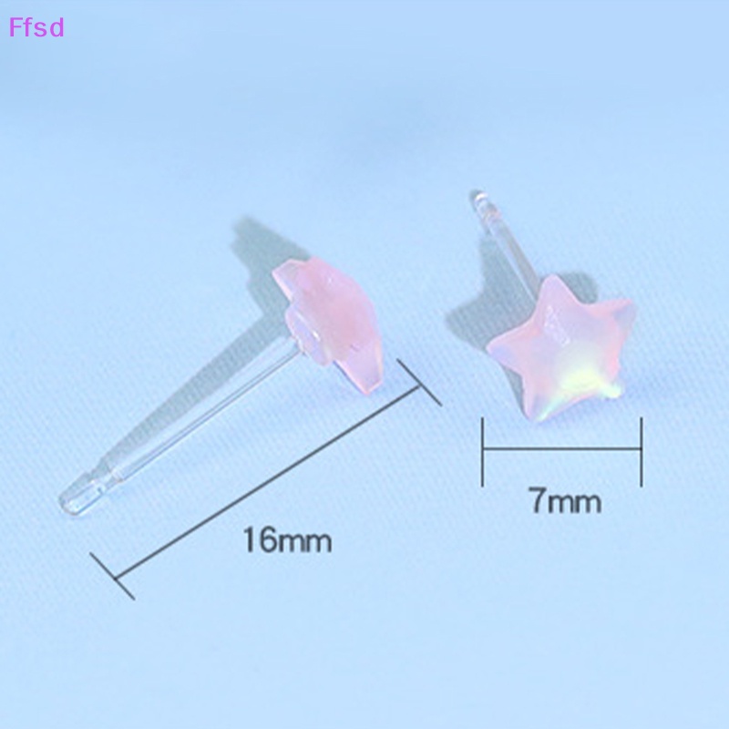 {Ffsd} Bông Tai Ngôi Sao Năm Cánh Bằng Nhựa Resin Nhiều Màu Dễ Thương Cho Nữ * Bán Chạy