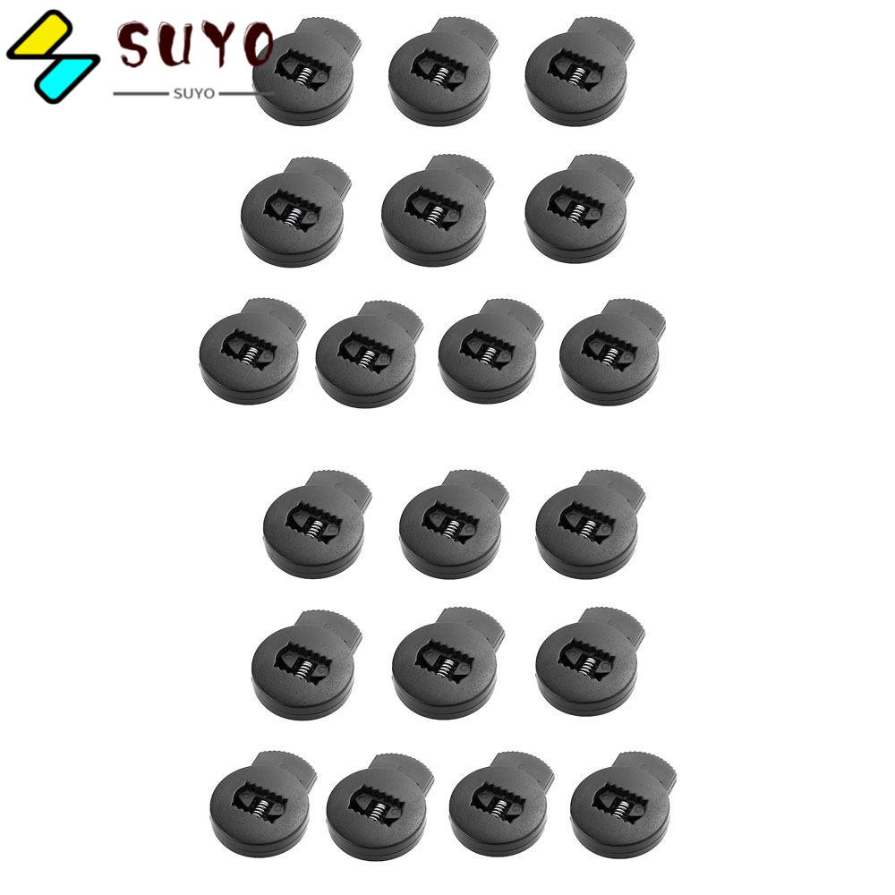 SUYO Bộ 20 Khóa Lò Xo Tròn Chống Mài Mòn Và Xé Khóa Dây Bóng Chày Màu Đen Dành Cho Người Lớn / Trẻ Em