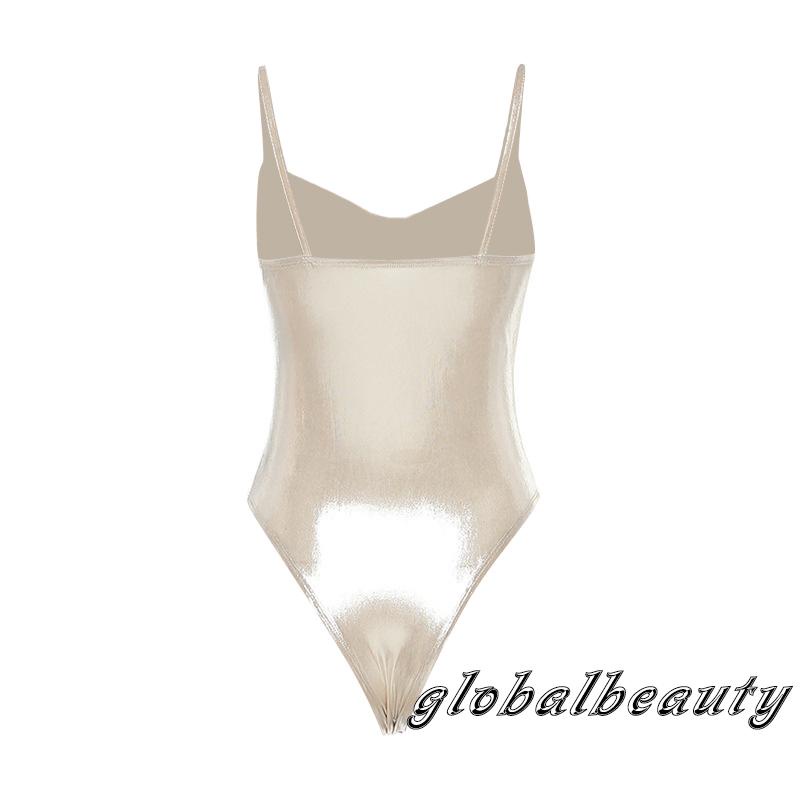 Áo Liền Quần Hai Dây Hở Lưng Phối Miếng Kim Loại Thời Trang Mùa Hè Cho Nữ