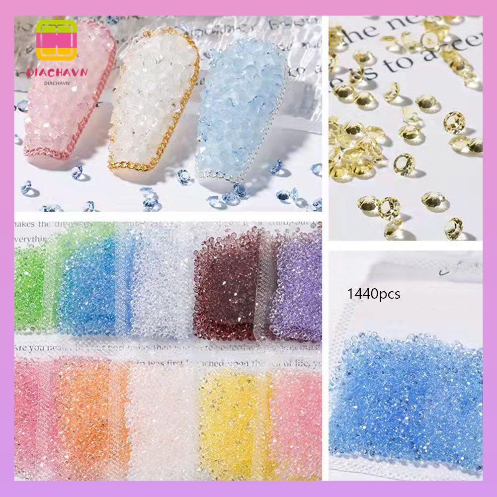 DIACHAVN 1 Gói 1440 Hạt Đá Pha Lê Trang Trí Móng Tay Nghệ Thuật