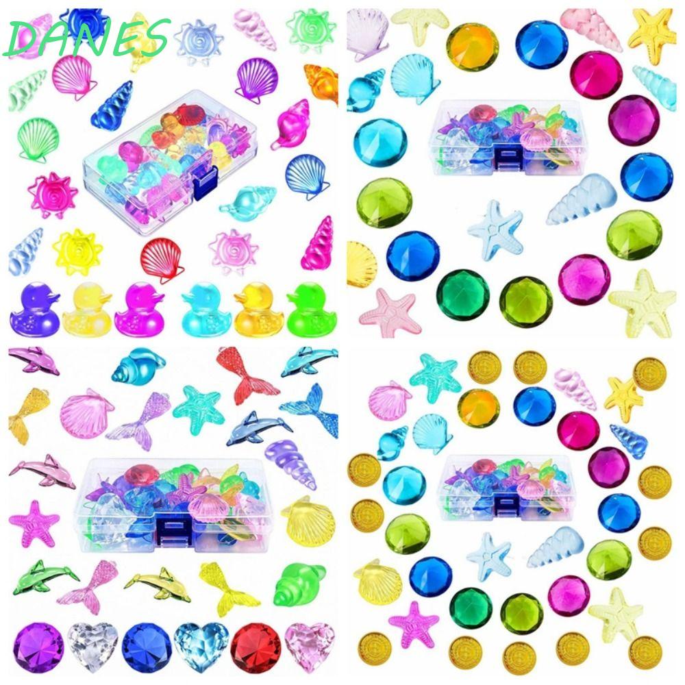 DANES 1 Bộ Đồ Chơi Trang Trí Dưới Nước Hình Trái Tim Vỏ Sò Phát Triển Trí Tuệ Cho Kho Báu Hunt