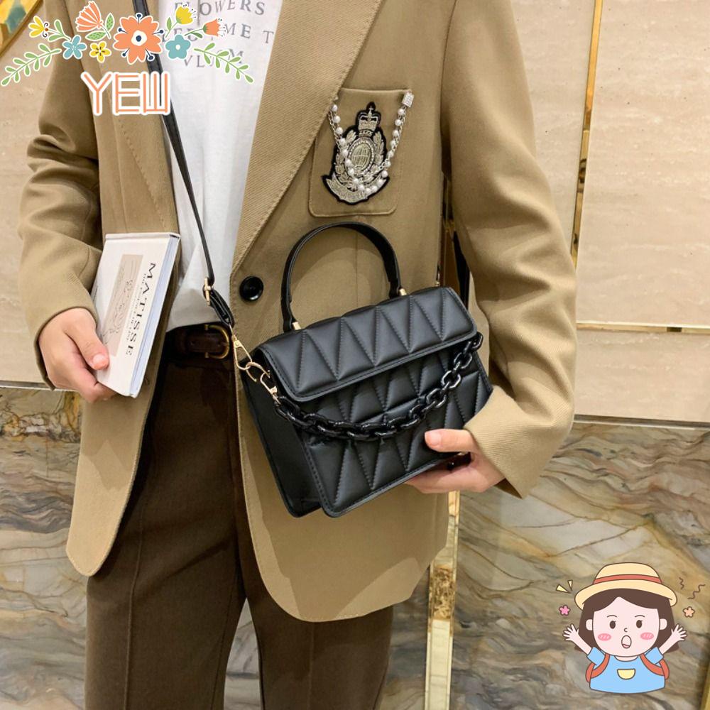 YEW Túi Xách Đeo Vai Họa Tiết Sọc Caro Thời Trang Sành Điệu Cho Nữ