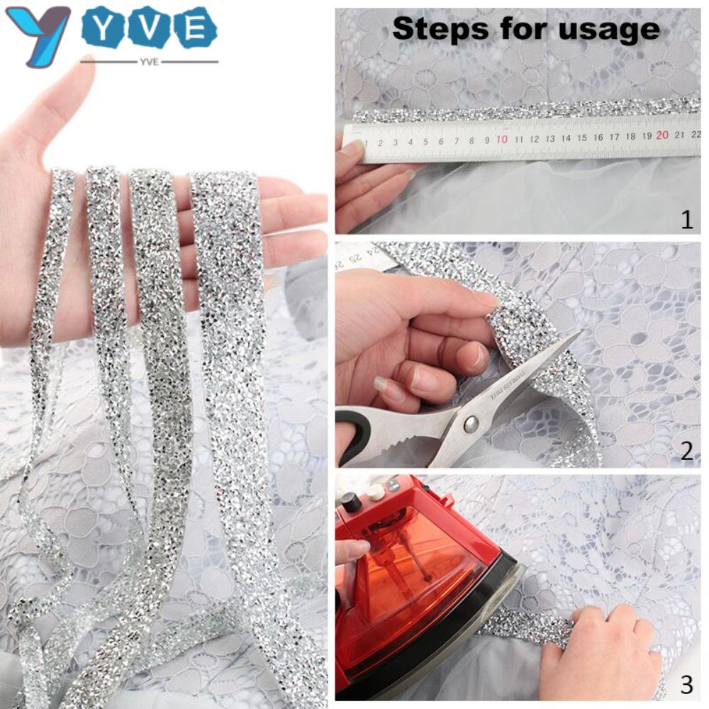 YVE Cuộn Dây Ruy Băng Đính Đá Lấp Lánh Dùng Trang Trí Váy