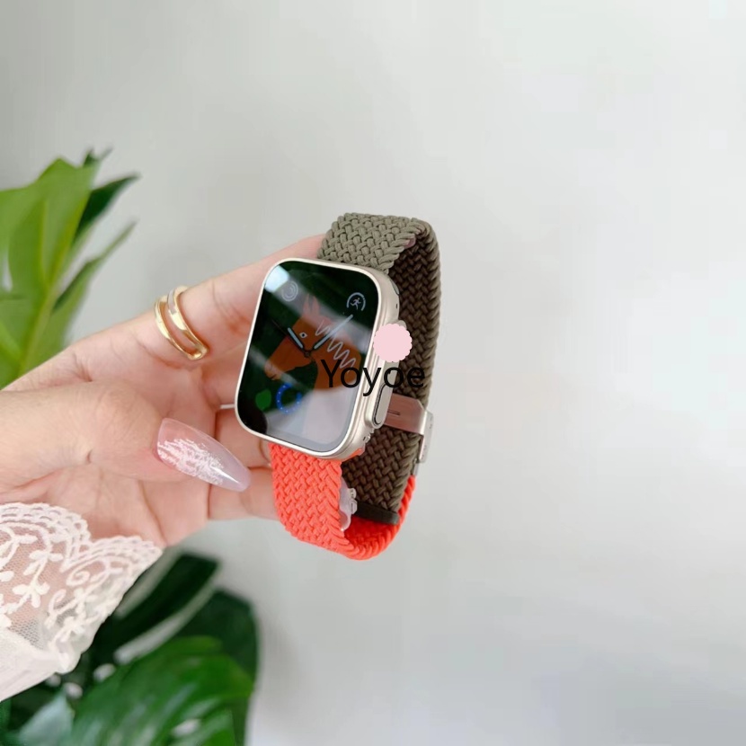 Dây Đeo Đồng Hồ Dạng Bện Bằng Nylon Co Giãn Hai Màu 49mm 42 / 44 / 45 / 49mm 41 / 40 / 38mm Cho iWatch Series 3 / 4 / 5 / 6 / SE 7 Ultra 8
