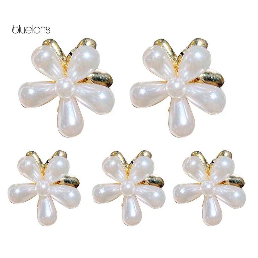 Set 5 Kẹp Tóc Càng Cua Mini Đính Ngọc Trai Giả Thiết Kế Hoa Thời Trang Cho Nữ