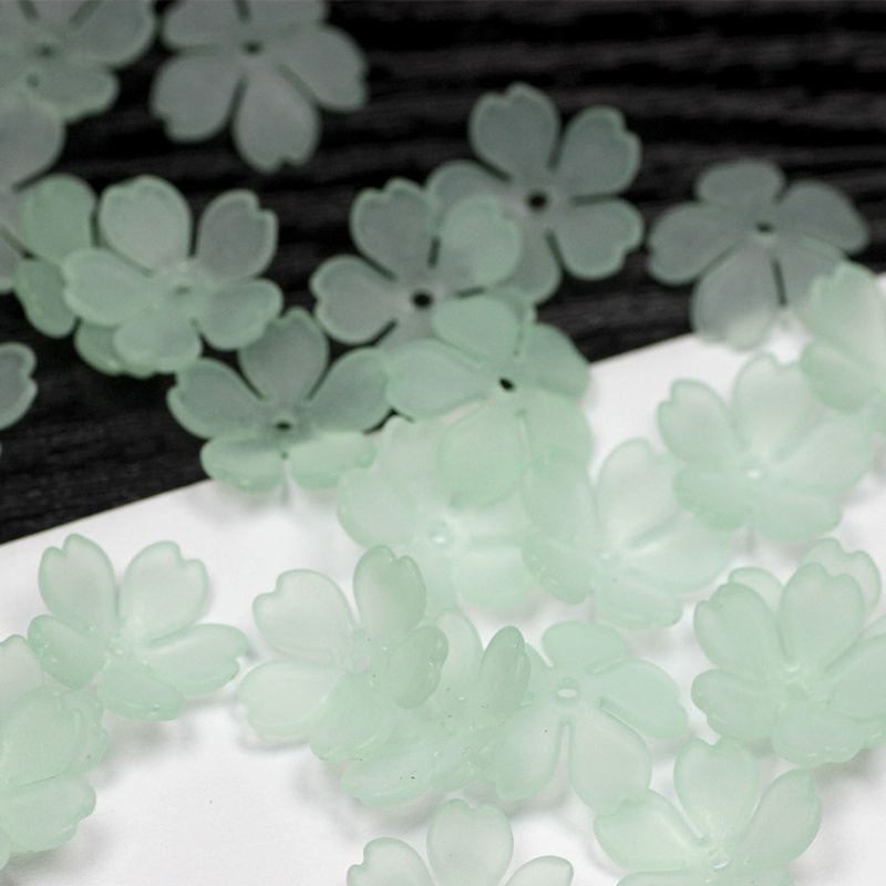 Set 100 Hạt Xỏ Lỗ Hình Hoa Anh Đào Bằng Nhựa Acrylic 15mm Dùng Làm Trang Sức DIY