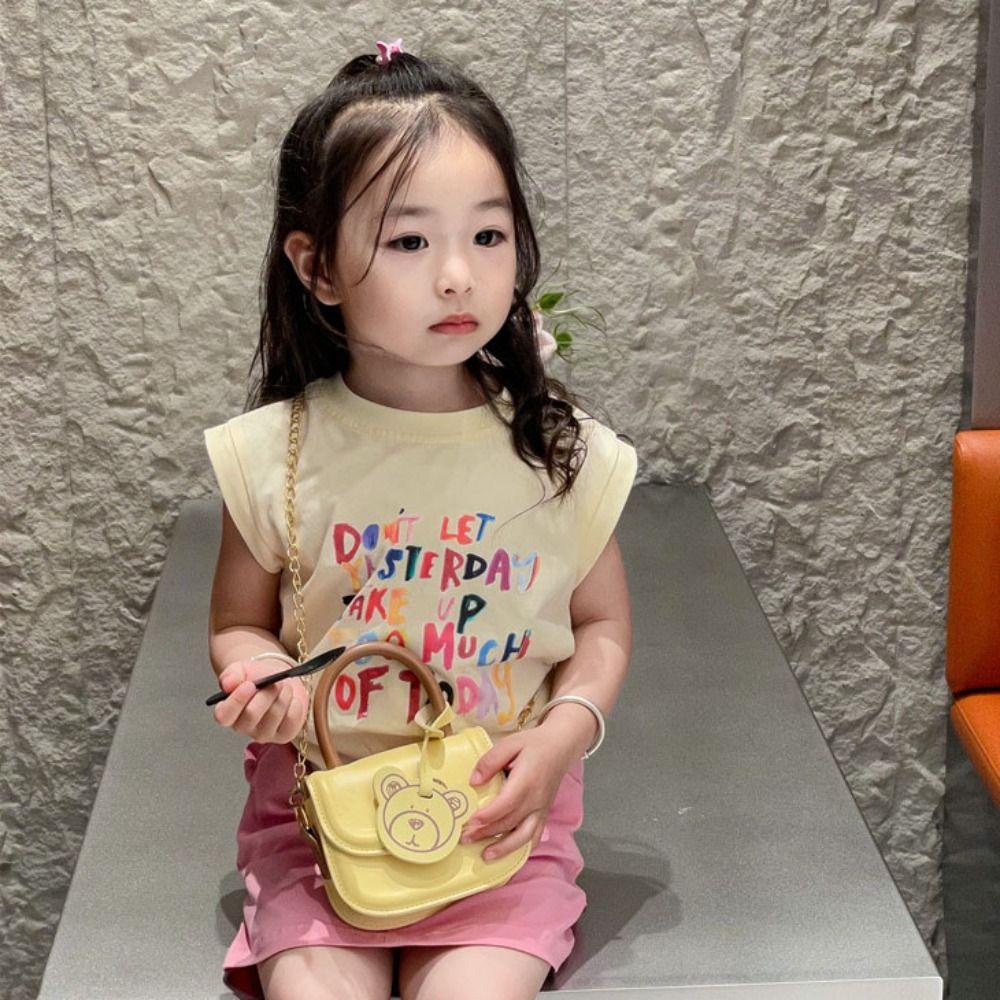 MIQUEL Túi Đeo Chéo Vai Hình Yên Ngựa Gấu Có Dây Xích Đeo Chéo Phong Cách Hàn Quốc Cho Trẻ Em