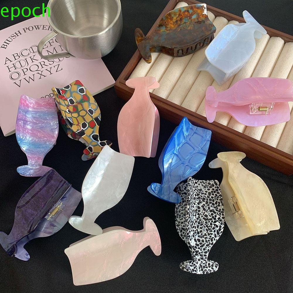 EPOCH Kẹp Tóc Càng Cua Bằng Thủy Tinh Màu Sáng Axit Acetic Đơn Giản Dùng Hàng Ngày