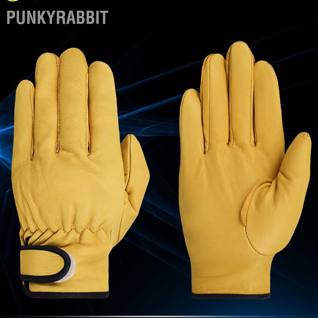 PunkyRabbit Găng tay làm việc bằng da Bảo hộ lao động Công cụ bảo hàng ngày trong vườn chống mài mòn