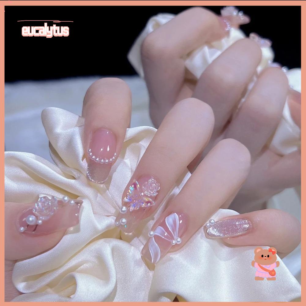 EUTUS Bộ 24 Móng Tay Giả Che Phủ Toàn Diện Đầu Vuông Nhẹ Nhàng Có Thể Tháo Rời Cho Nữ