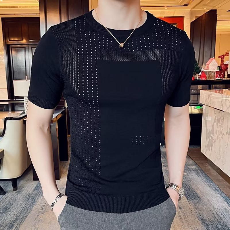 Áo Thun Dệt Kim Tay Ngắn Dáng Rộng Thời Trang Mùa Hè Cho Nam