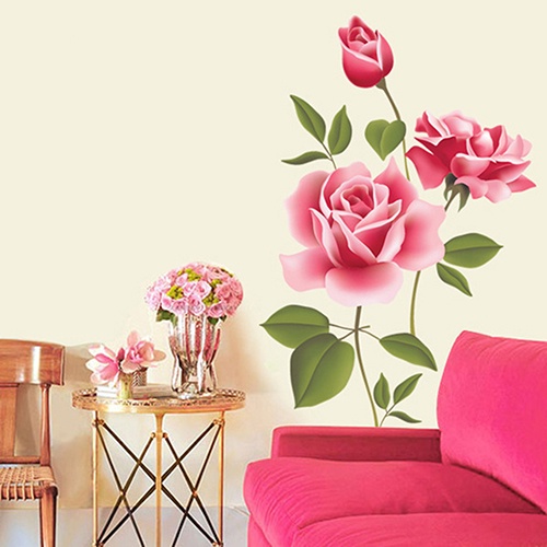 Miếng Dán Tường Trang Trí Hình Hoa Hồng DIY