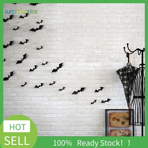 Set 12 Sticker Dán Tường Hình Dơi 3D Trang Trí Halloween