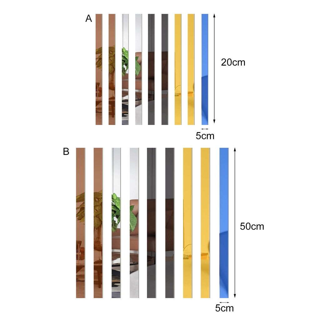 1 Bộ Đề Can Acrylic Tráng Gương Dán Tường Tự Dính Có Thể Tháo Gỡ