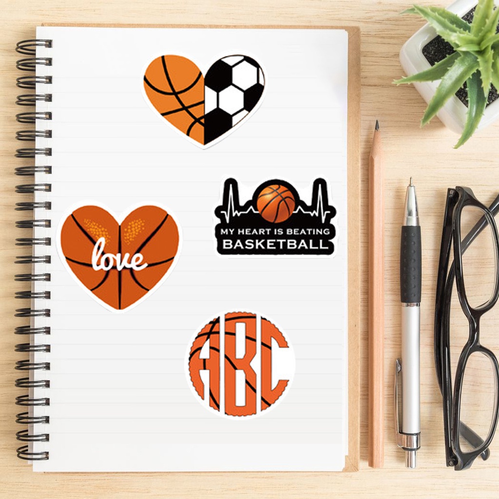 Set 50 Miếng Dán Hình Bóng Rổ Chống Nước Trang Trí Laptop