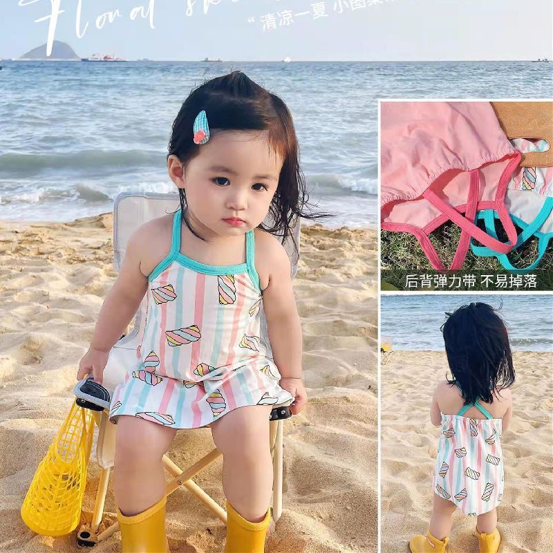 Đầm Hai Dây Vải Lụa Lạnh Mỏng Thời Trang Mùa Hè Cho Bé Gái 80-130CM
