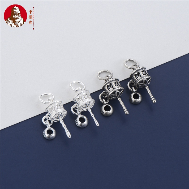 Mặt Dây Chuyền Bạc S925 Hình Ống Cầu Nguyện Thủ Công DIY