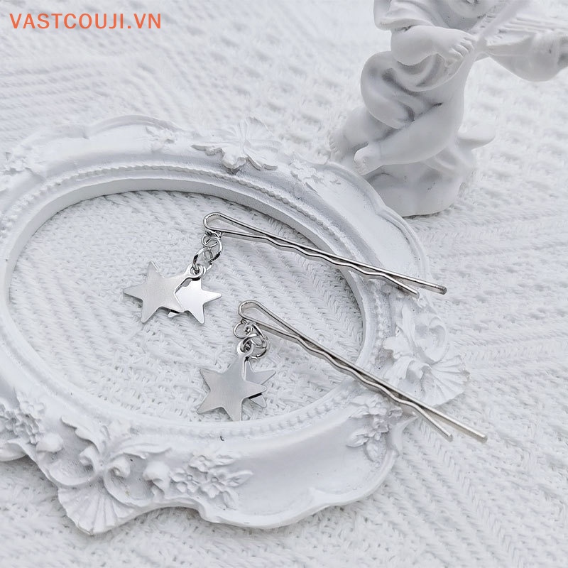 1 Cặp Kẹp Tóc Hình Ngôi Sao Bằng Kim Loại Thời Trang Y2K