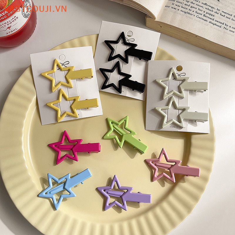 Set 2 Kẹp Tóc Hình Ngôi Sao Phong Cách Vintage Hàn Quốc Cho Nữ