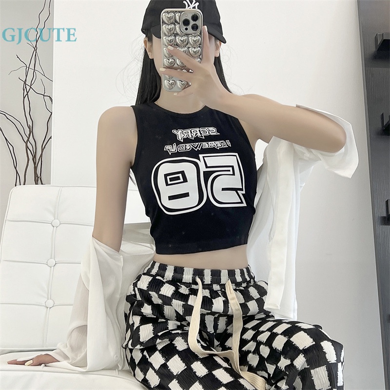 Áo Thun Không Tay Cổ Tròn In Chữ Thời Trang Mùa Hè Dễ Thương Cho Nữ