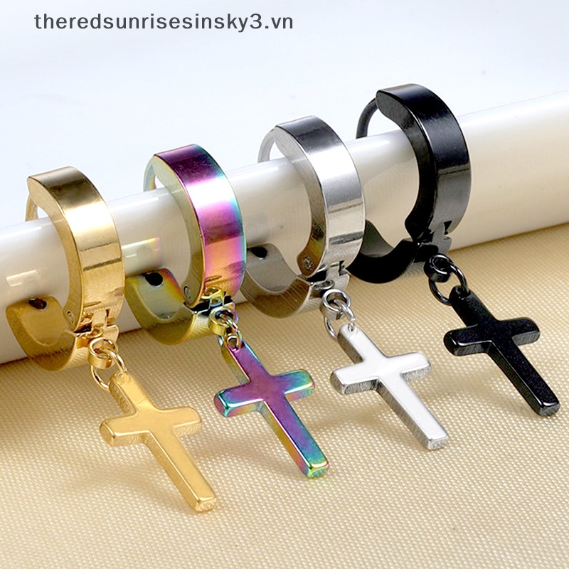 1 Khuyên Tai Hình Thánh Giá Bằng Thép Không Gỉ Thời Trang