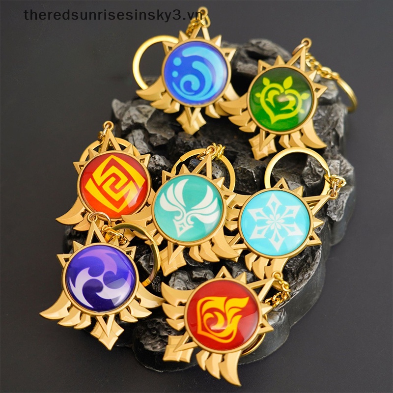 1 Móc Khóa Có 7 Vũ Khí Phản Quang Game Genshin Va Chạm Lnazuma Thời Trang