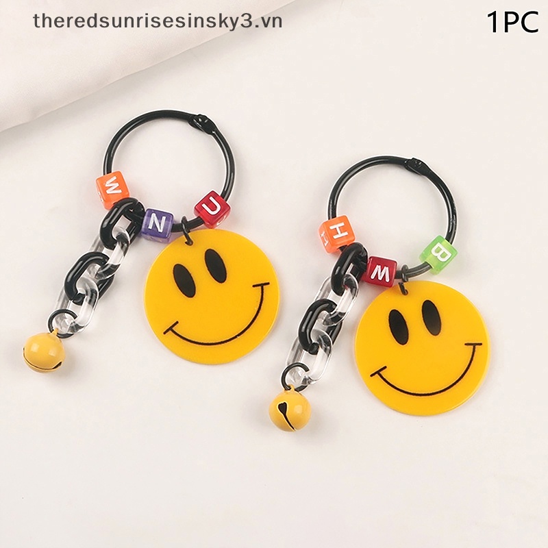 Móc Khóa Gắn Chuông Hình Mặt Cười Dễ Thương Dùng Trang Trí Ba Lô / Túi Xách