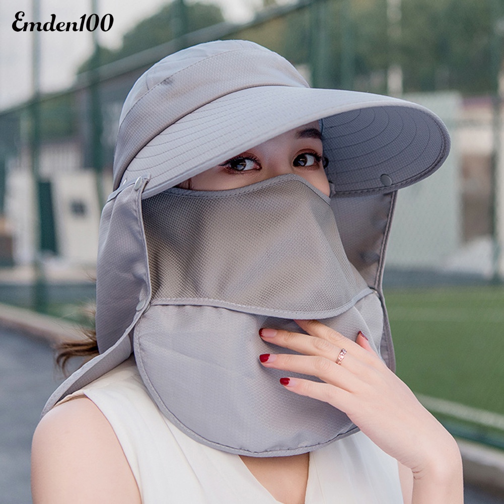 Nón Rộng Vành Chống Tia UV Thoáng Khí Che Phủ Cổ Có Thể Tháo Rời Cho Nữ