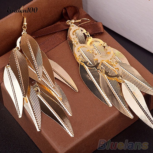 [EMDEN] Bông Tai Móc Dáng Dài Hình Chiếc Lá Nhiều Lớp Phong Cách Baroque Cổ Điển Cho Nữ