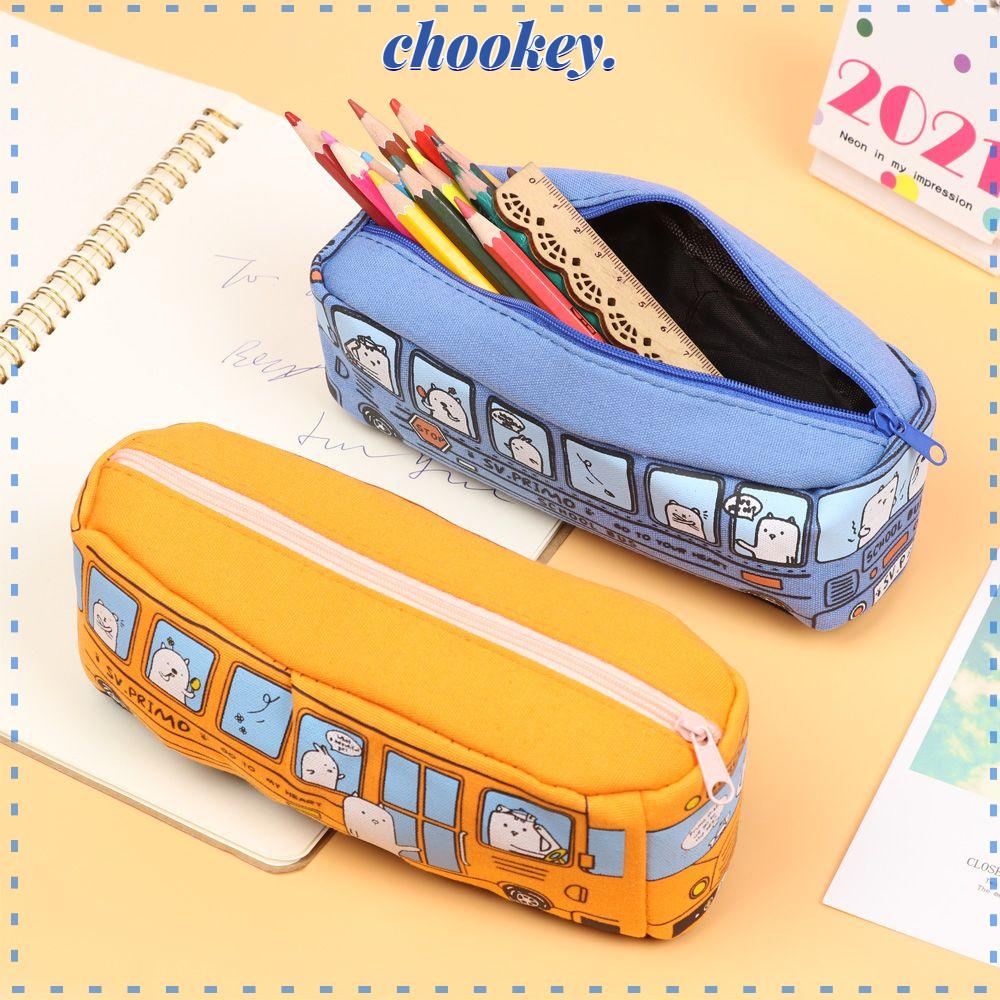 CHOOKEY Túi Đựng Bút Bằng Vải Canvas Thiết Kế Mới Sáng Tạo Tiện Lợi Dễ Sử