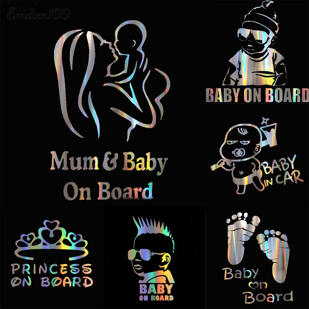 [EMDEN] Hình Dán Cảnh Báo Baby in Car Phản Quang Nhiều Màu Sắc Trang Trí Cửa Sổ Xe Hơi
