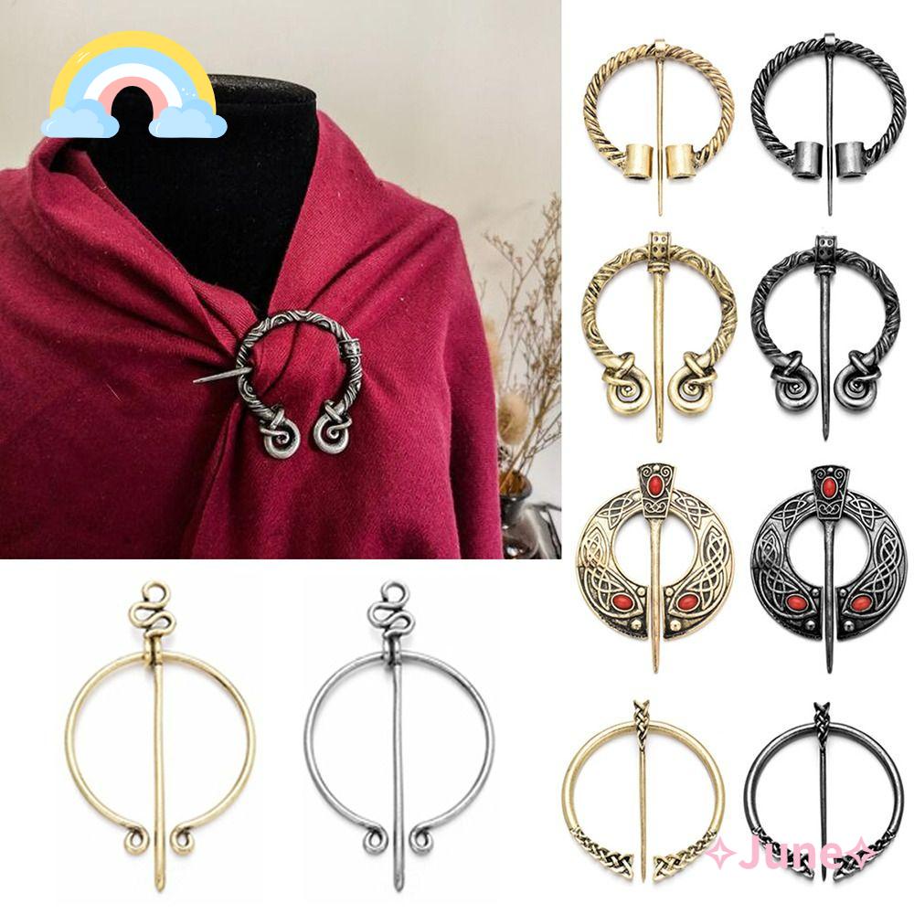 JUNE Trâm Cài Áo Bằng Hợp Kim Màu Vàng / Bạc Phong Cách Viking Thời Trang