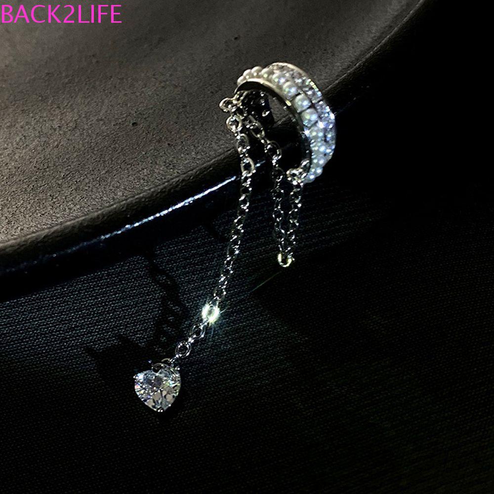 BACK2LIFE Khuyên Kẹp Sụn Tai Nhiều Lớp Đính Đá Zircon Đơn Giản Phong Cách Punk Hip Hop Hàn Quốc Dành Cho Bạn Nữ