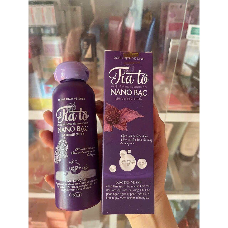 Dung dịch vệ sinh tía tô nano bạc 150ml  có mã QR chống hàng giả