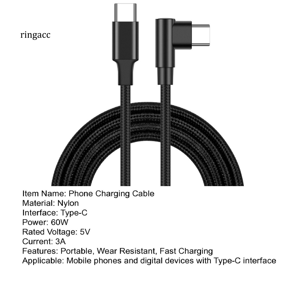 Dây Cáp Sạc 2 Kiểu TYPE-C Dành Cho Laptop / Máy Tính Bảng / Điện Thoại 60W