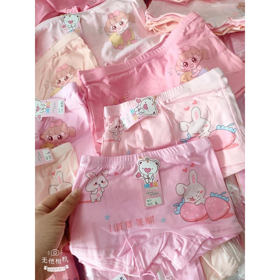 Set 10 quần chip đùi cho bé gái nhiều hình in dễ thương vải cotton mềm mát