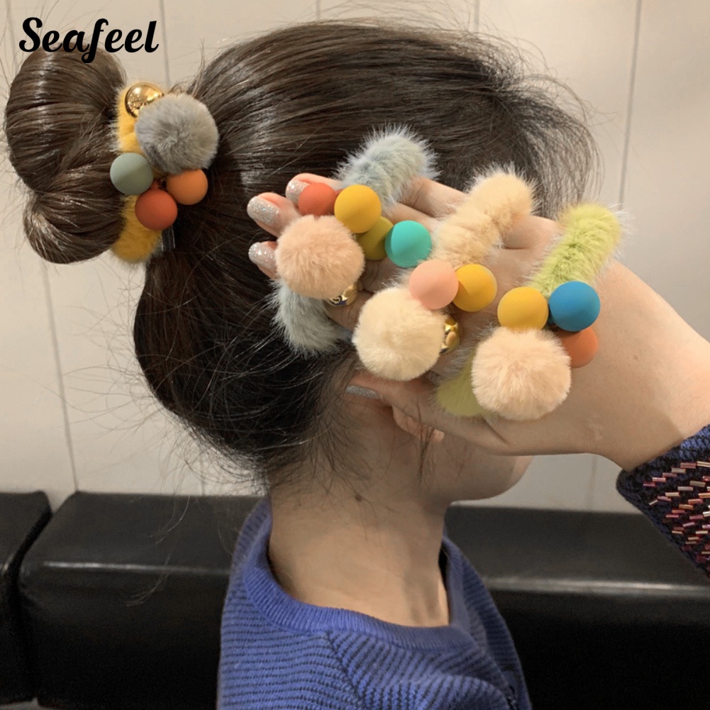 Dây Buộc Tóc Dạng Xoắn Ốc Co Giãn Màu Sắc Gradient Cho Nữ