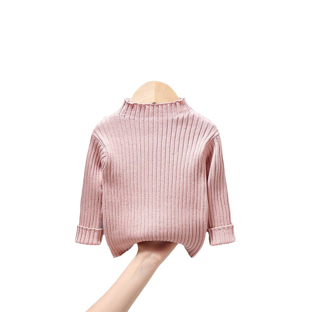 Áo Sweater Cổ Cao Màu Sắc Đơn Giản Thời Trang Xuân Thu Cho Bé
