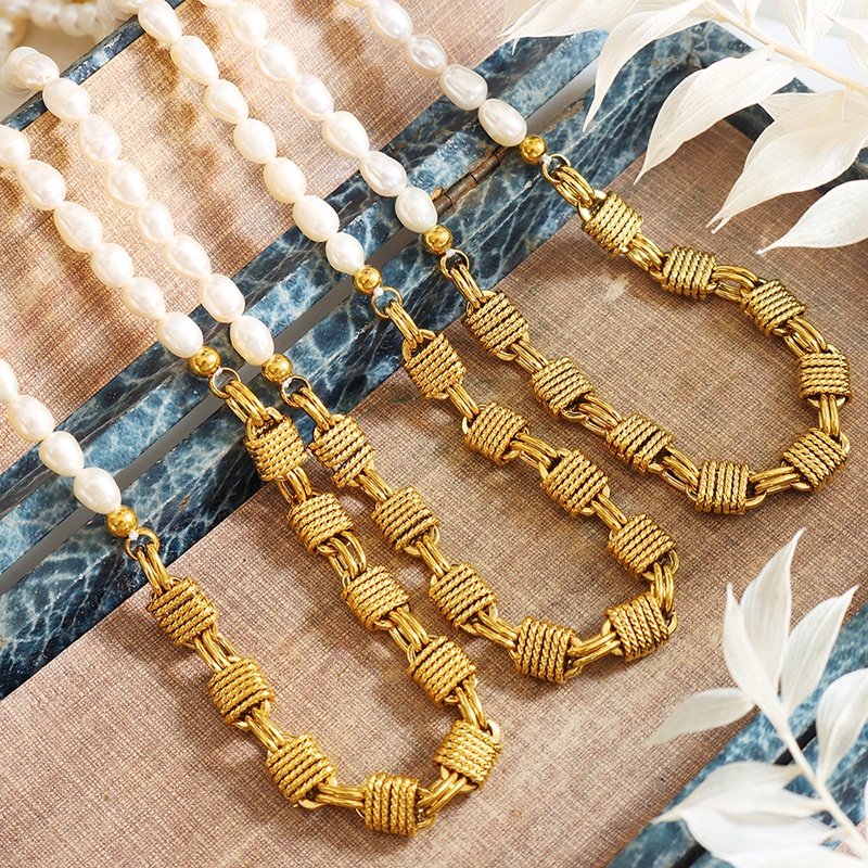 Vòng cổ Đồng Thau Đính Ngọc Trai Tự Nhiên Thời Trang Sáng Tạo