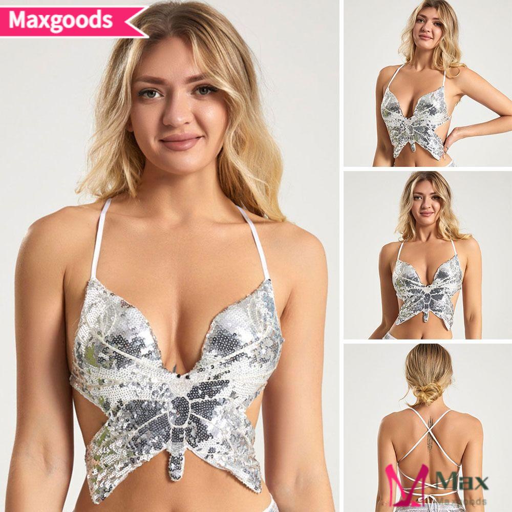 MAXG Áo Lót Múa Bụng Hở Lưng Thiết Kế Quyến Rũ