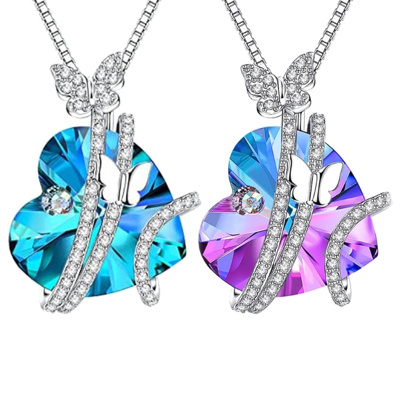 Vòng cổ Mặt Hình Trái Tim / Bướm Đính Pha Lê Phong Cách Vintage