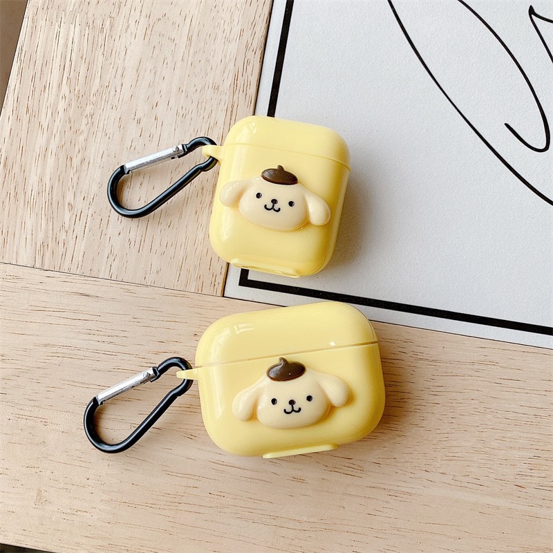 Vỏ Bảo Vệ Hộp Sạc Tai Nghe Bluetooth Airpods 1 2 3 PRO PRO2 Bằng TPU Dẻo Hình Chú Chó Tai Dài Màu Vàng Dễ Thương